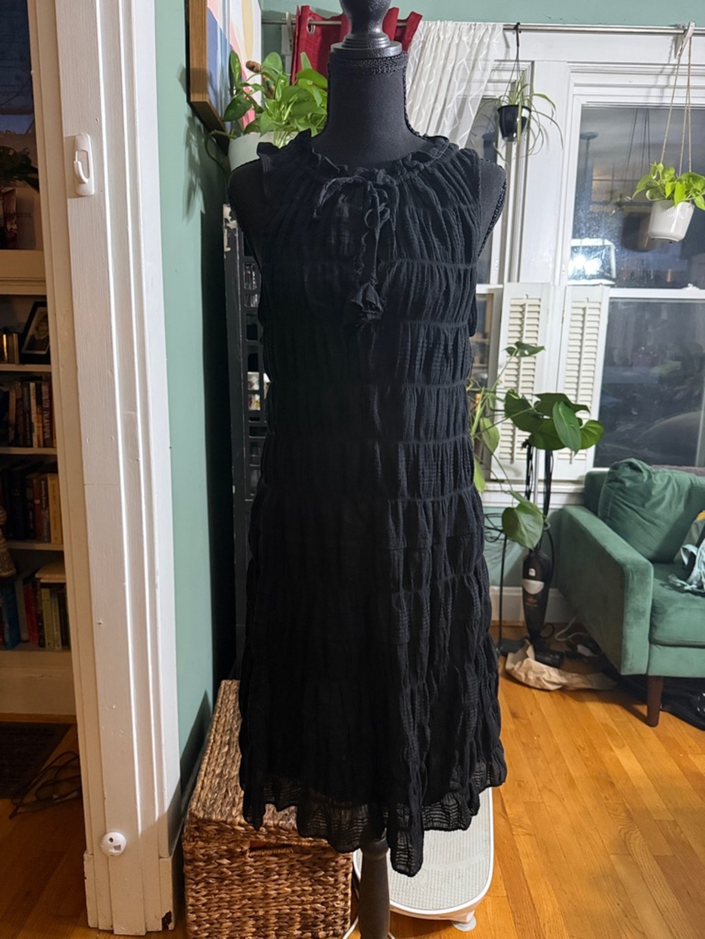 Max Studio Black Sleeveless Ruffled Tiered Mini Dress